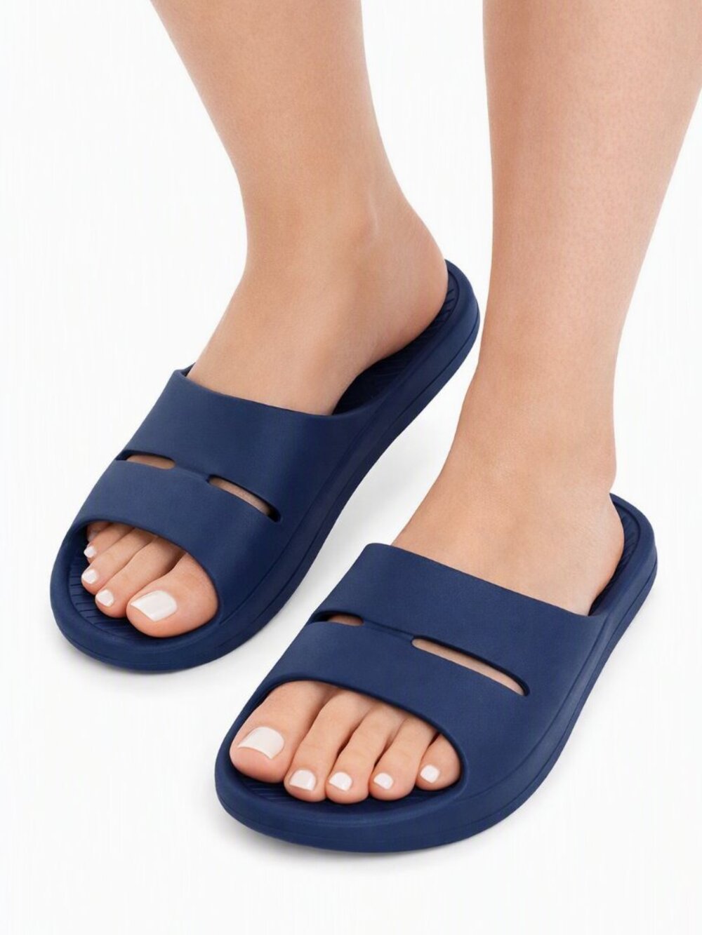 Floopi Navy Blue Slide Sandals Women's Size 7 Slip-On Comfort Shoes